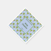 ホリーベリーは雪のパターンを星メリークリスマス スタンダードカクテルナプキン (角)