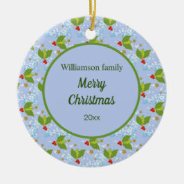 ホリーベリーは雪のパターンを星メリークリスマス セラミックオーナメント