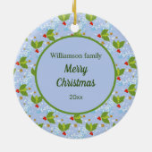 ホリーベリーは雪のパターンを星メリークリスマス セラミックオーナメント (裏面)