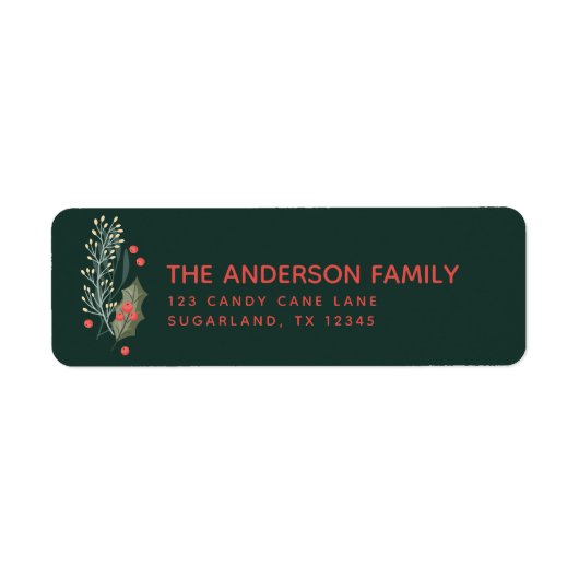 ホリーベリーアンドガーランドクリスマス差出人住所 ラベル (正面)