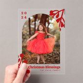 ホリーベリーアーチフォトレッドクリスマス アクリル招待状 (インサイチュ (ポータブル))