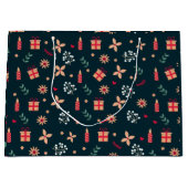 ホリーベリーアートパターンクリスマスアートキャンドルアートC ラージペーパーバッグ (正面)