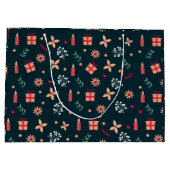 ホリーベリーアートパターンクリスマスアートキャンドルアートC ラージペーパーバッグ (裏面)