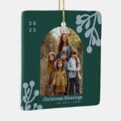 ホリーベリーエメラルドクリスマスフォトアーチ セラミックオーナメント (右)