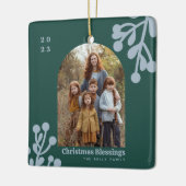 ホリーベリーエメラルドクリスマスフォトアーチ セラミックオーナメント (左)