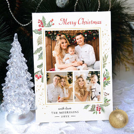 ホリーベリーエレガントシックなメリークリスマス3写真 シーズンカード