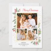 ホリーベリーエレガントシックなメリークリスマス3写真 シーズンカード (正面)