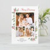 ホリーベリーエレガントシックなメリークリスマス3写真 シーズンカード (スタンド正面)