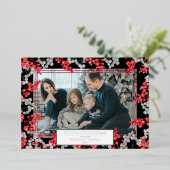 ホリーベリーエレガントメリークリスマスフォト 箔シーズンカード (立ち正面)