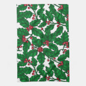 ホリーベリーオンホワイト キッチンタオル (縦)