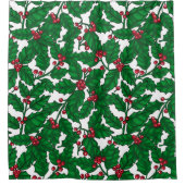 ホリーベリーオンホワイト シャワーカーテン (正面)