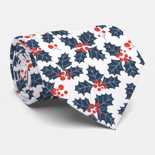 ホリーベリーオンホワイト ネクタイ (ロール)