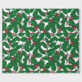 ホリーベリーオンホワイト ラッピングペーパー (フラット)