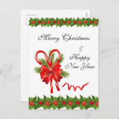 ホリーベリークリスマスアンドキャンディーキャン シーズンポストカード (正面/裏面)