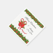 ホリーベリークリスマスアンドキャンディーキャン スタンダードカクテルナプキン (角)