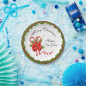 ホリーベリークリスマスアンドキャンディーキャン ペーパープレート (パーティー)