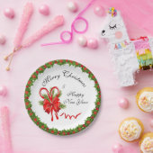 ホリーベリークリスマスアンドキャンディーキャン ペーパープレート (パーティー)