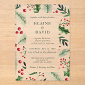 ホリーベリークリスマスウィンターウェディング アクリル招待状 (正面)