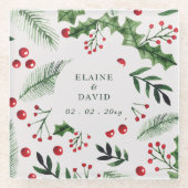 ホリーベリークリスマスウィンターウェディング ガラスコースター (正面)