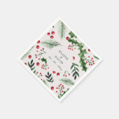 ホリーベリークリスマスウィンターウェディング スタンダードカクテルナプキン (角)