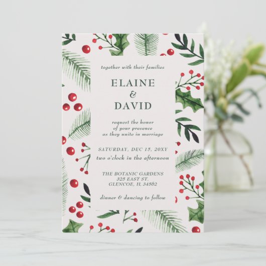 ホリーベリークリスマスウィンターウェディング 招待状 (スタンド正面)