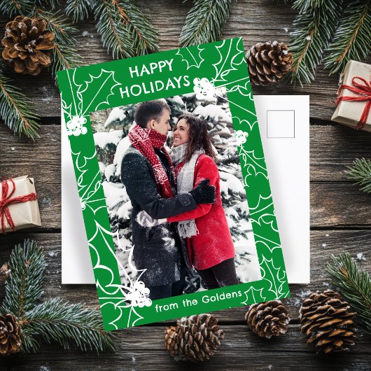 ホリーベリークリスマスカスタムフォト葉書 シーズンポストカード