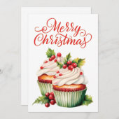 ホリーベリークリスマスカップケーキ シーズンカード (正面/裏面)