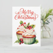 ホリーベリークリスマスカップケーキ シーズンカード (スタンド正面)