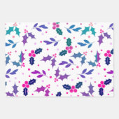 ホリーベリークリスマスシームレスパターン ラッピングペーパーシート (正面)