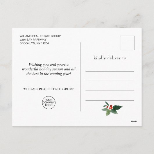ホリーベリークリスマスツリーのグリーティン企業のグ シーズンポストカード (裏面)