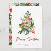 ホリーベリークリスマスツリーのグリーティ企業のング シーズンカード (正面/裏面)