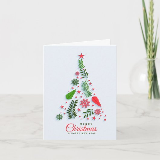 ホリーベリークリスマスツリーのグリーティ企業のング シーズンカード (正面)