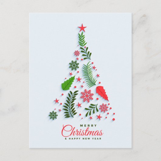 ホリーベリークリスマスツリーのグリーティ企業のング シーズンポストカード (正面)