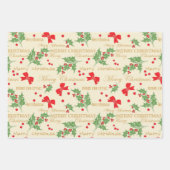 ホリーベリークリスマスデコレーション ラッピングペーパーシート (正面)