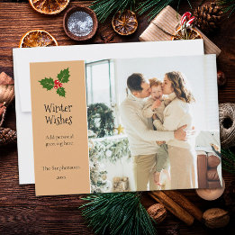 ホリーベリークリスマスパーソナライズされたホリデーカード シーズンカード