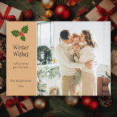 ホリーベリークリスマスパーソナライズされたホリデーカード シーズンカード