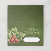 ホリーベリークリスマスパーティーパーソナライズされたグリーン プレイスカード (外部開封)