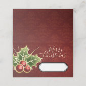 ホリーベリークリスマスパーティーパーソナライズされたレッド プレイスカード (外部開封)