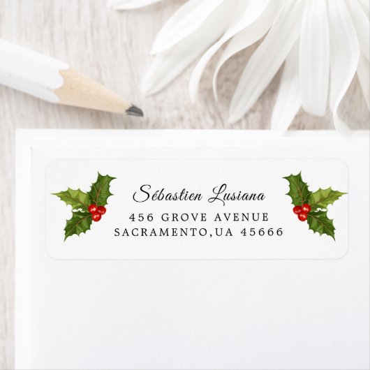 ホリーベリークリスマスホリデイ差出人住所 ラベル (インサイチュ)