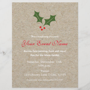 ホリーベリークリスマスホリデーイベントフライヤーポスター チラシ