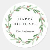 ホリーベリークリスマスホリデーフォト ラウンドシール (正面)