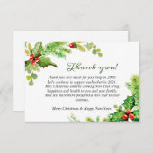 ホリーベリークリスマスホリ企業のデー サンキューカード (正面/裏面)