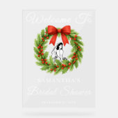 ホリーベリークリスマスリースブライダルシャワーウェルカム アクリルサイン (正面)