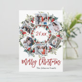 ホリーベリークリスマスリースPHOTO Greeting Card 招待状 (スタンド正面)