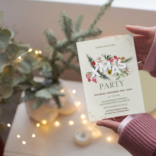 ホリーベリークリスマス招待状 招待状
