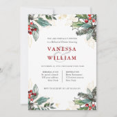 ホリーベリークリスマス結婚のリハーサルディナー 招待状 (正面)