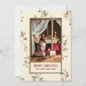 ホリーベリークリームミニマリストフラットホリデーカード シーズンカード (正面)