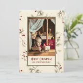 ホリーベリークリームミニマリストフラットホリデーカード シーズンカード (スタンド正面)