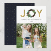 ホリーベリーゴールドグリーンジョイリースクリスマスフォト シーズンカード (正面/裏面)