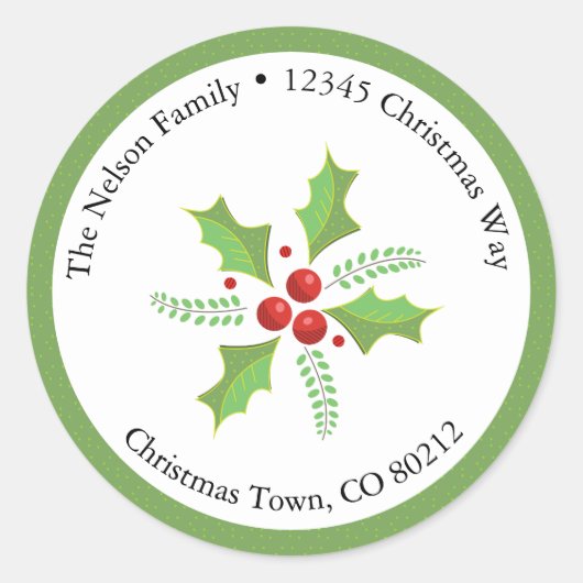 ホリーベリーサーキュラー差出人住所シール ラウンドシール (正面)